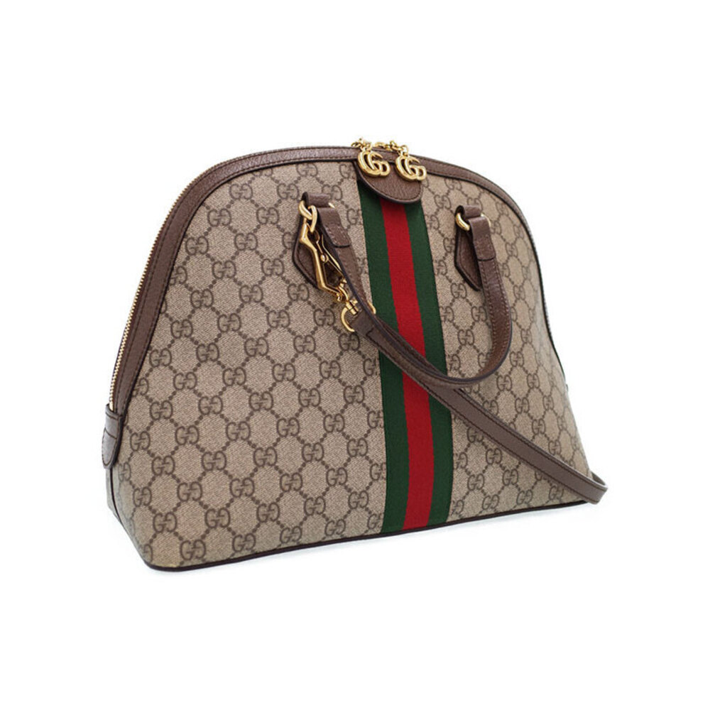 Gucci bag GG beige ebony leather Supreme brown Ophidia top handle Web